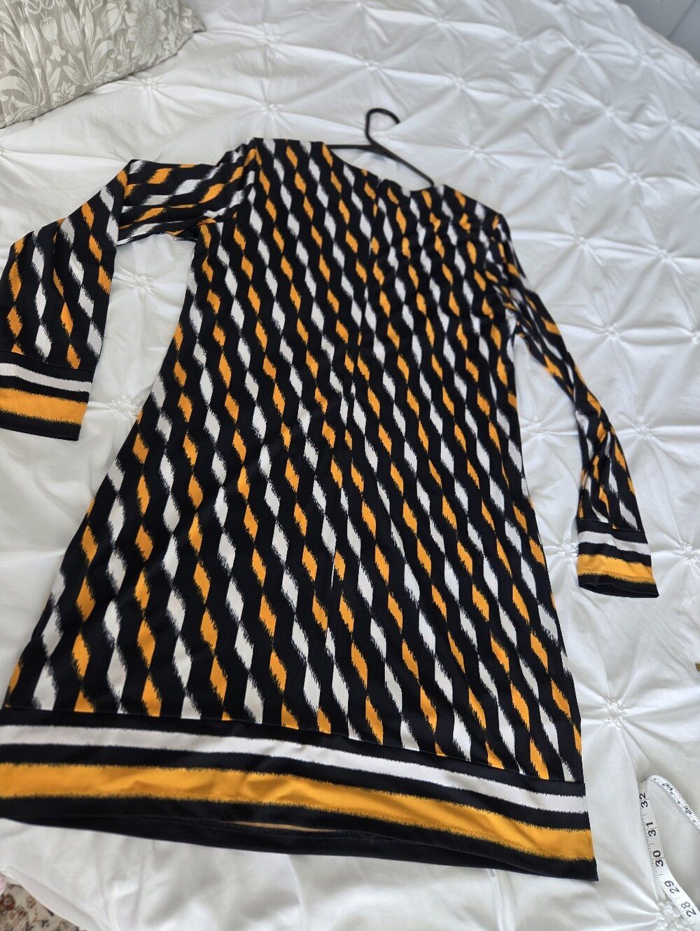 Michael Kors Black, White & Yellow Geometric Crewneck Sweater